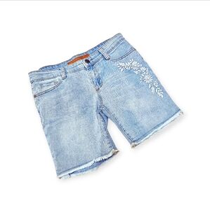 Joe's Jeans Light Blue Embroidered Floral Denim Raw Edge Denim Shorts, Size 12